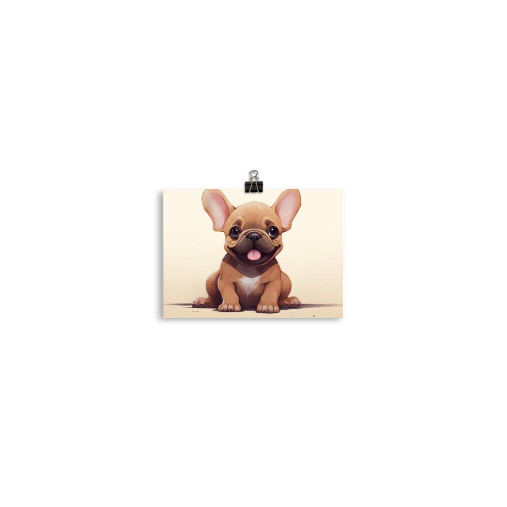 Happy Fawn French Bulldog Puppy Illustration Poster - Oh Posters