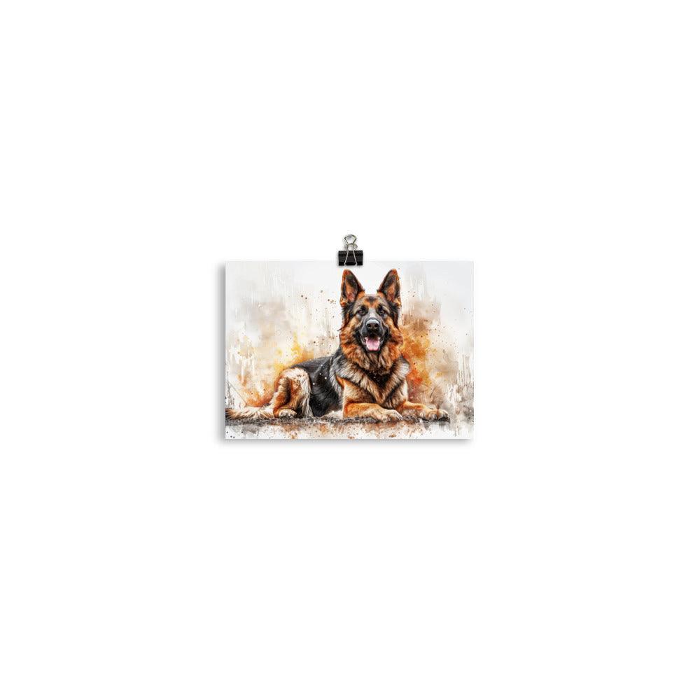 German Shepherd Watercolor Stance Poster - Oh Posters