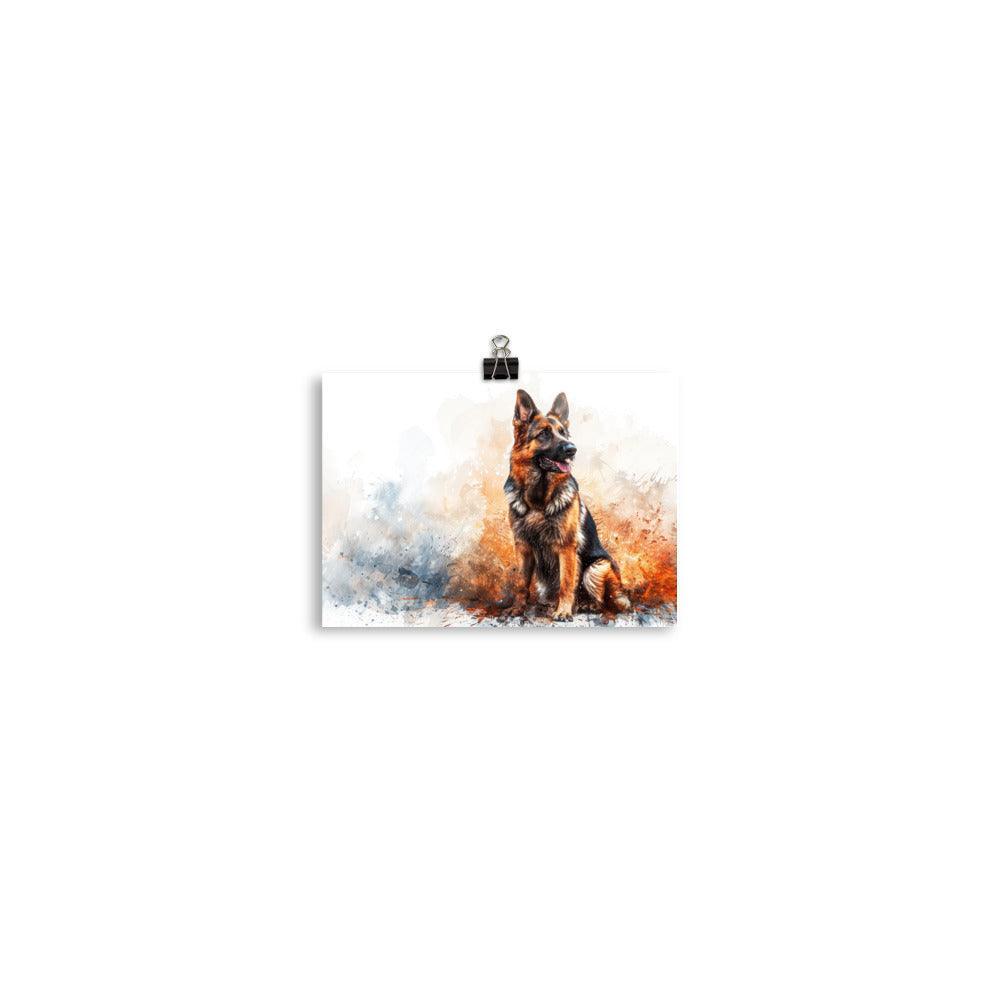 German Shepherd Vivid Watercolor Expression Poster - Oh Posters