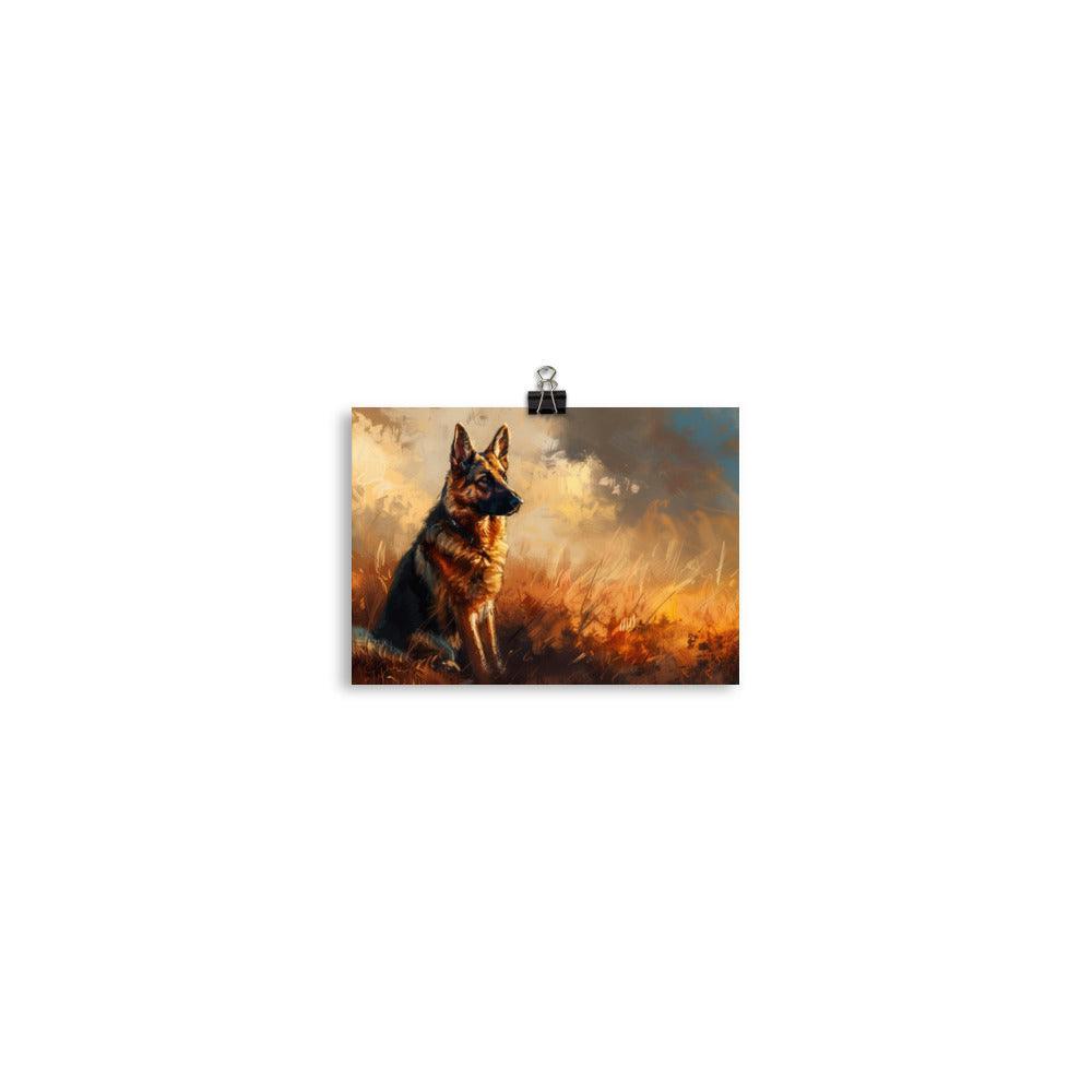 German Shepherd Sunset Silhouette Art Poster - Oh Posters