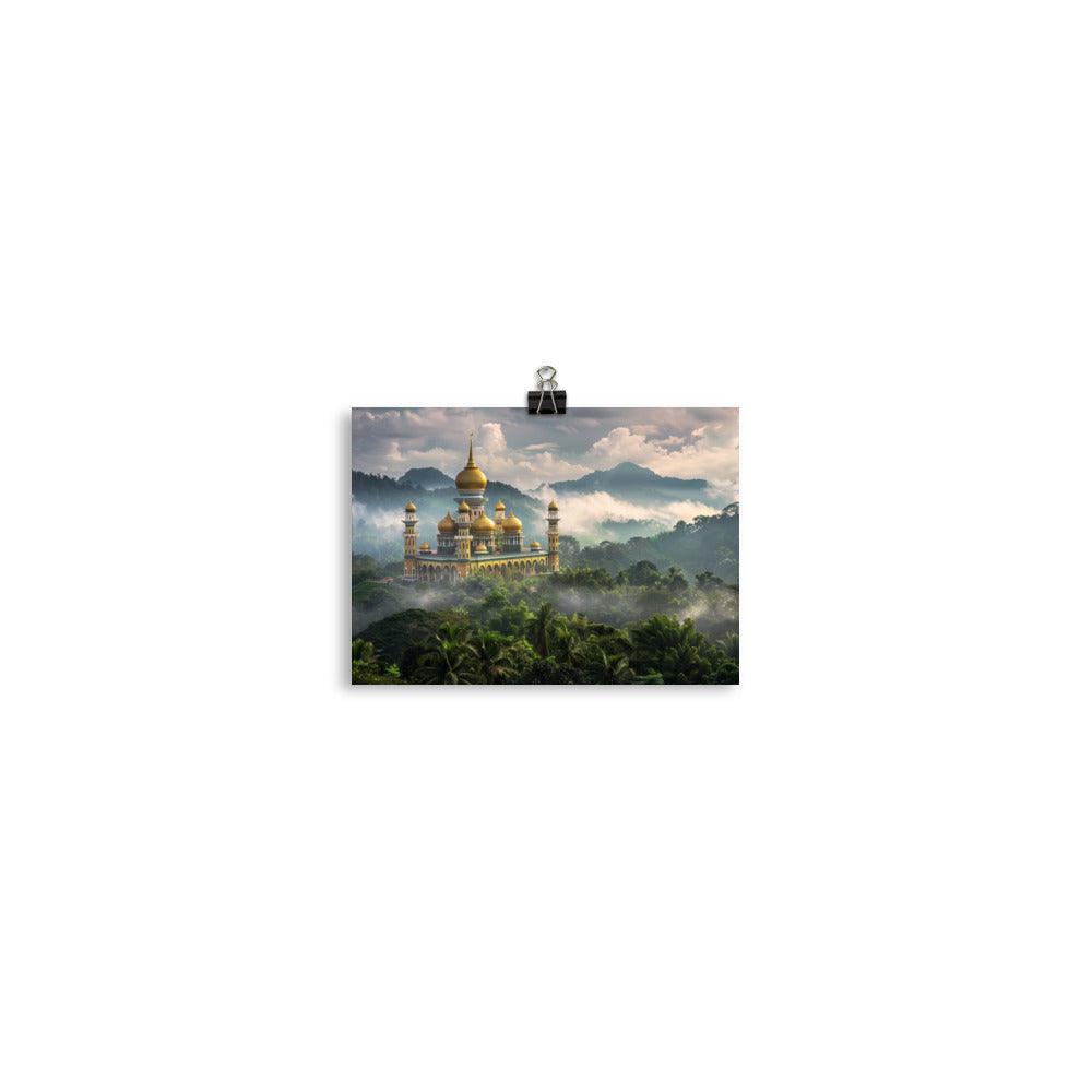 Brunei Sultan Mosque Foggy Landscape Photography Poster - Oh Posters