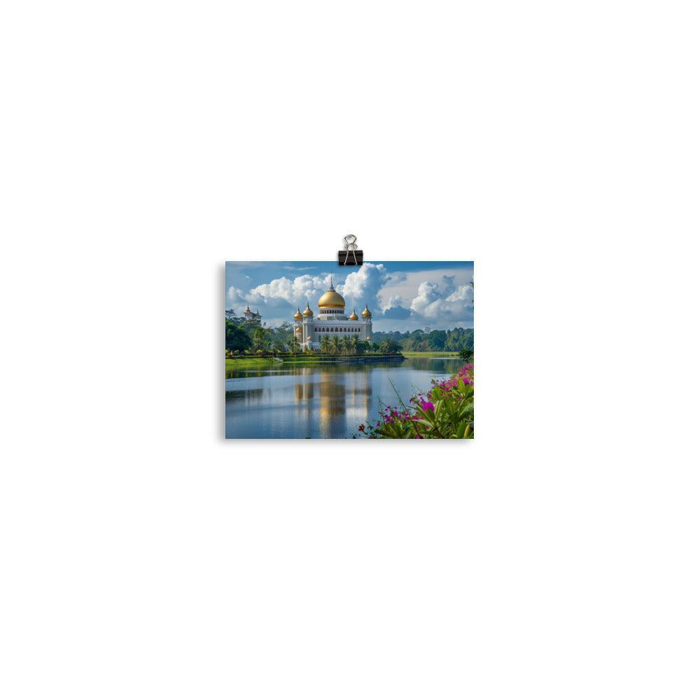 Brunei Sultan Mosque Lake View Photography Poster - Oh Posters