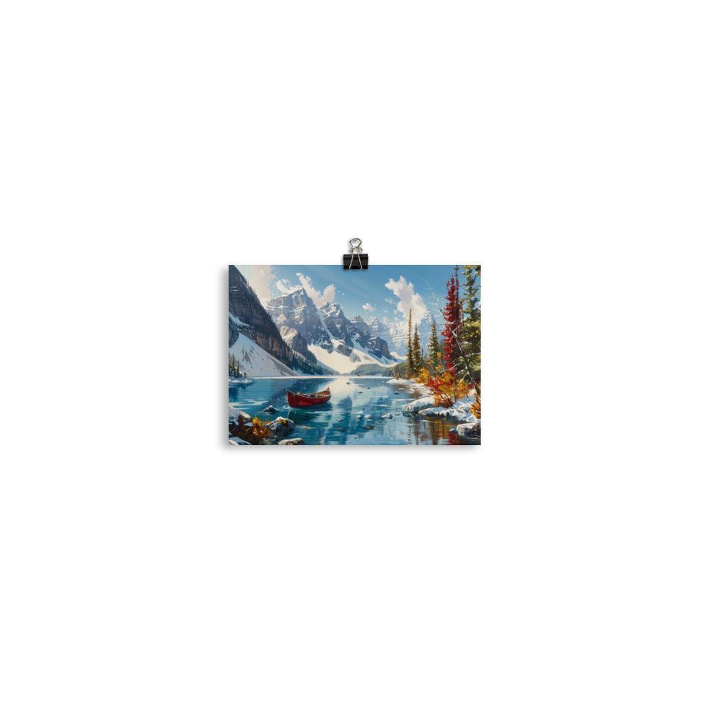 Crisp Canadian Winter Day with Canoe Scenic Landscape Poster - Oh Posters