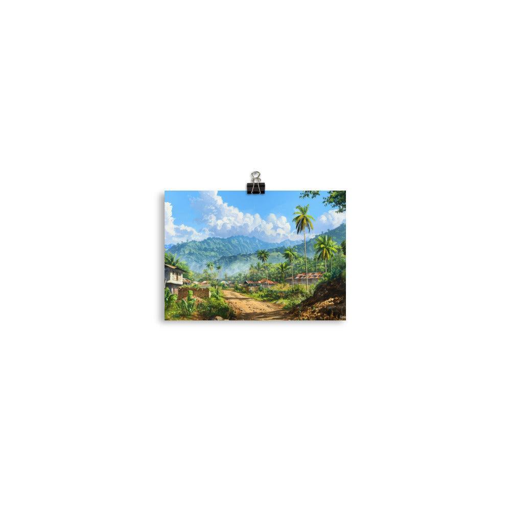 Comoros Tropical Village Road Landscape Painting Poster - Oh Posters