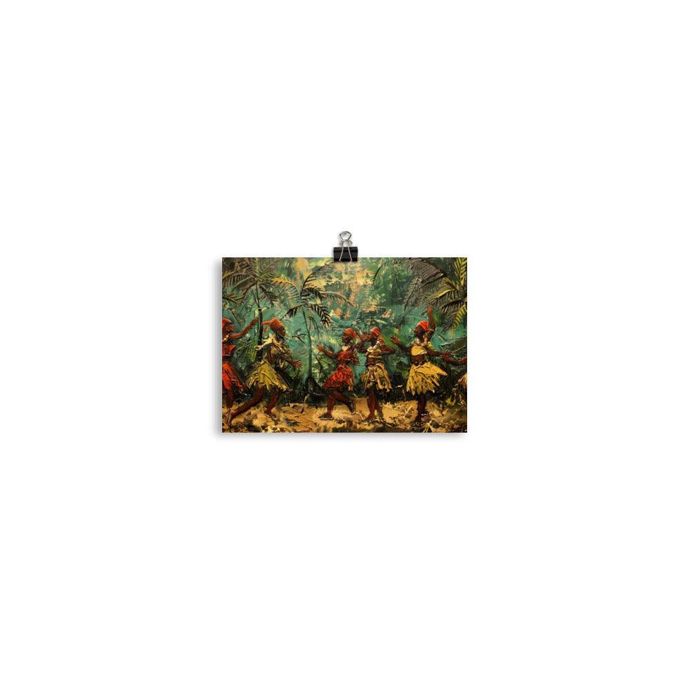 Congo Tribal Dance in Lush Forest Painting Poster - Oh Posters