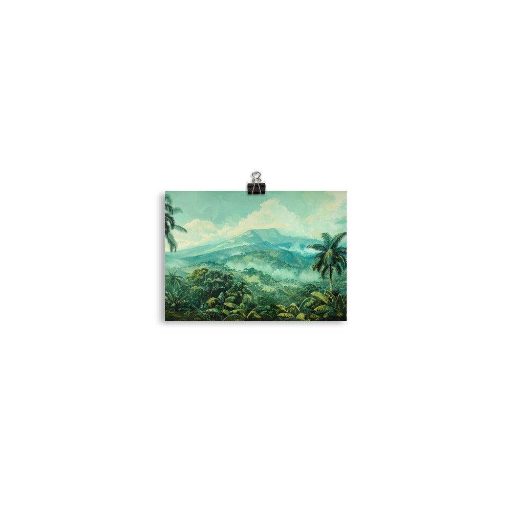 Costa Rica Misty Mountain Jungle Landscape Painting Poster - Oh Posters