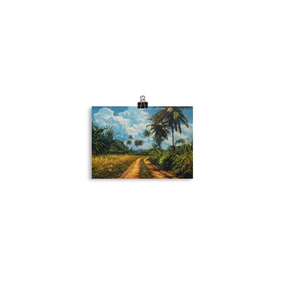 Côte d’Ivoire Palm-Lined Jungle Path Scenic Art Poster - Oh Posters