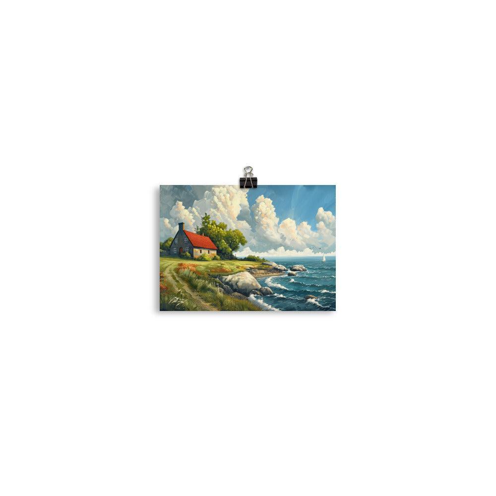 Coastal Cottage Denmark Landscape Painting Poster - Oh Posters