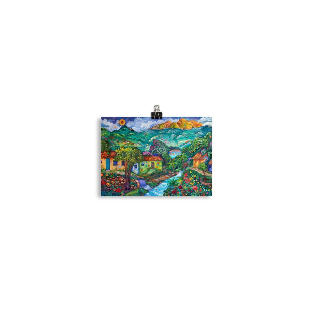 El Salvador Colorful Village Floral Paradise Poster - Oh Posters