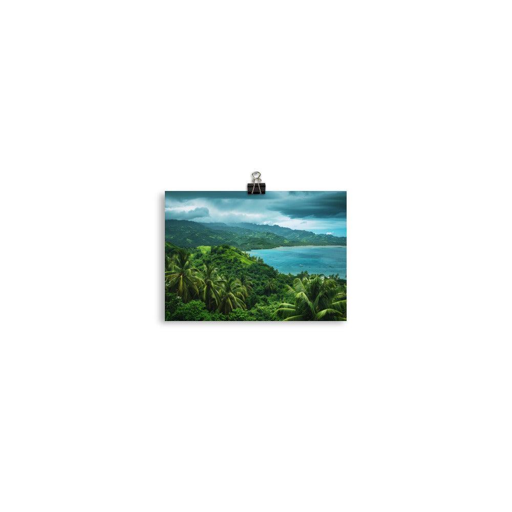 Fiji Lush Green Hills and Coastal Serenity Poster - Oh Posters