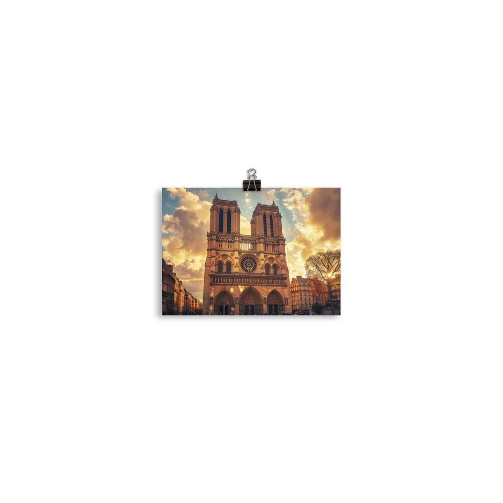 France Paris Notre Dame Cathedral Sunset Poster - Oh Posters