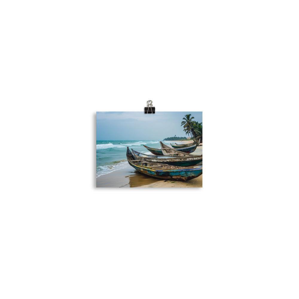 Ghana Traditional Fishing Boats Beach Scene Poster - Oh Posters