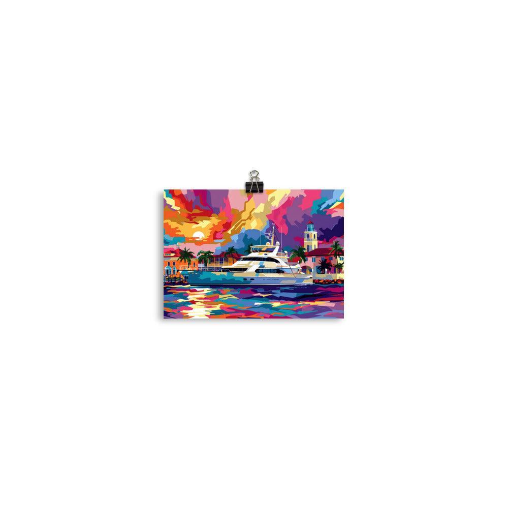 Grenada Vibrant Yacht Marina Sunset Art Poster - Oh Posters