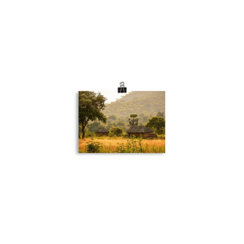 Guinea Rural Village Golden Morning Poster - Oh Posters