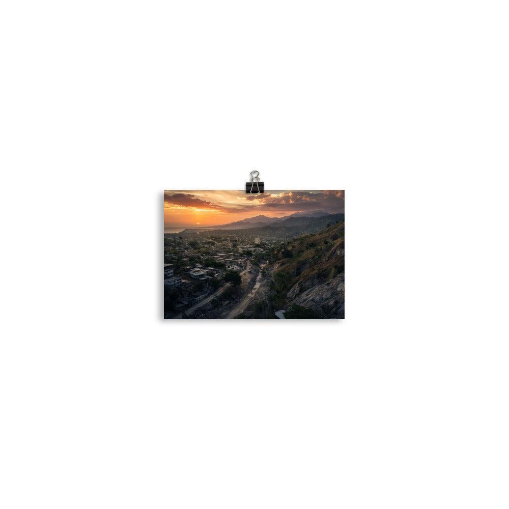 Haiti Mountainous Sunset Urban Landscape Poster - Oh Posters