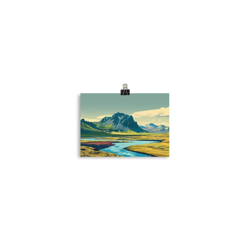 Iceland Majestic Mountain River Landscape Poster - Oh Posters