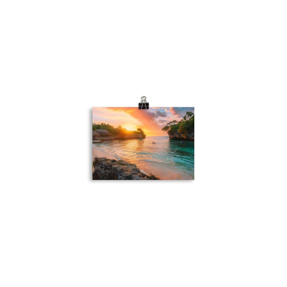 Jamaica Sunset Beach Cove Paradise Poster - Oh Posters