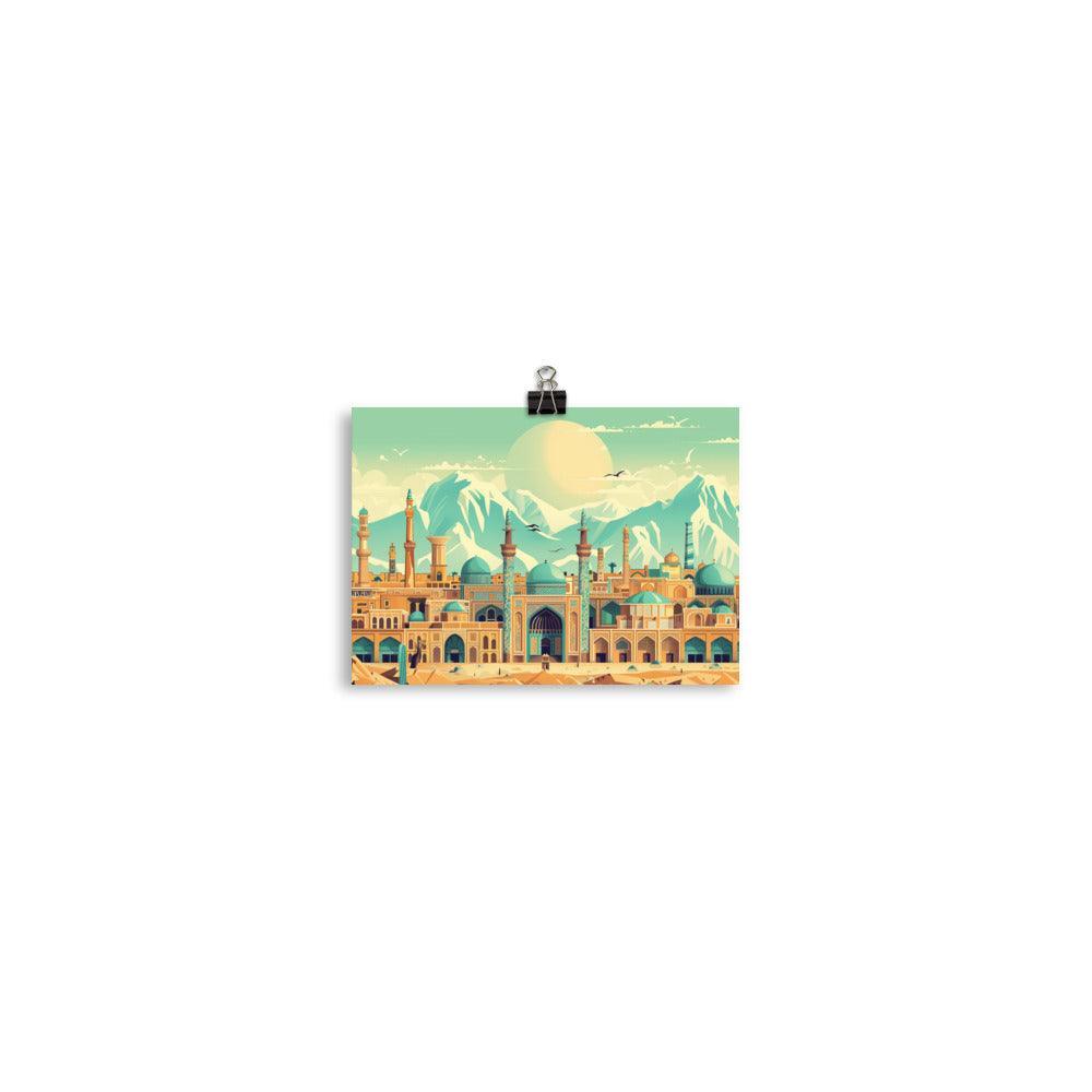 Iran Majestic Mosque Cityscape Vintage Art Poster - Oh Posters