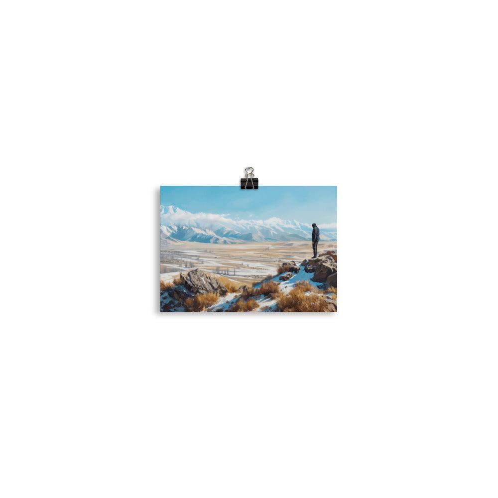 Kazakhstan Mountain Landscape Explorer Art Poster - Oh Posters