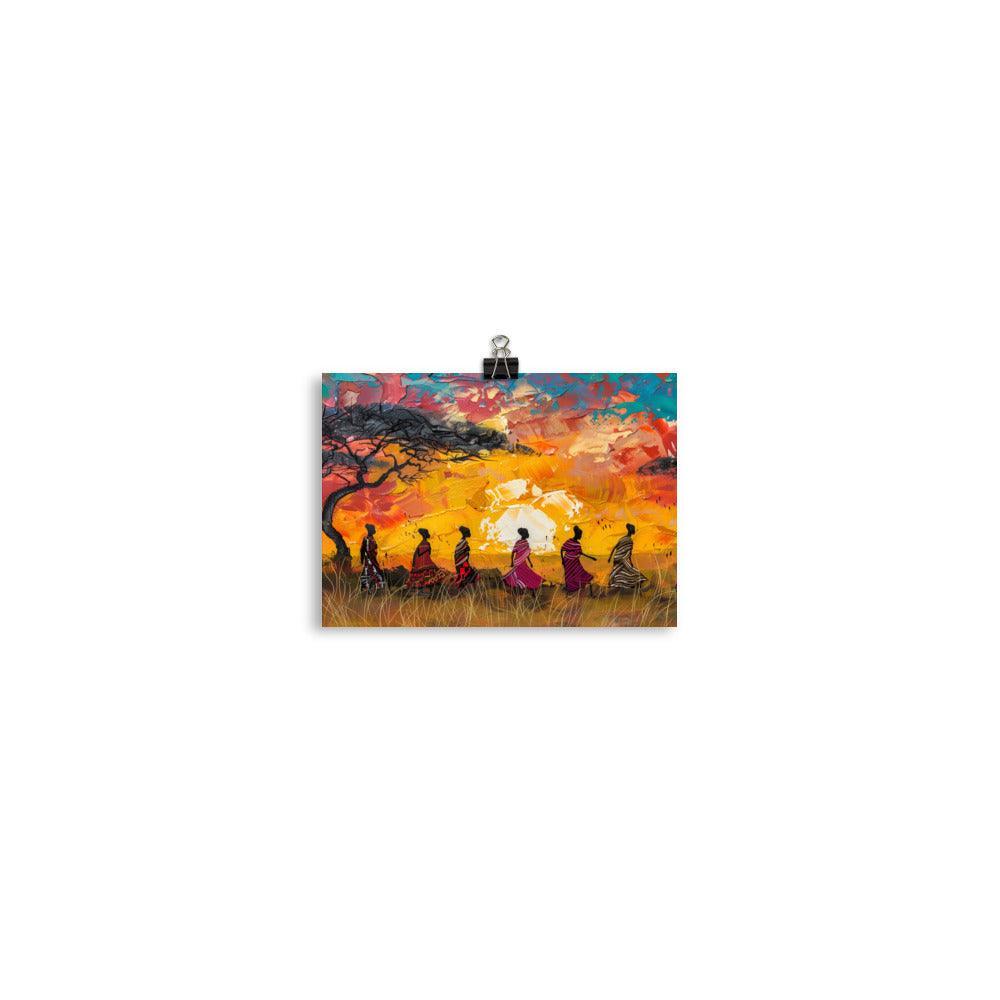 Kenya Maasai Women Sunset Silhouette Poster - Oh Posters