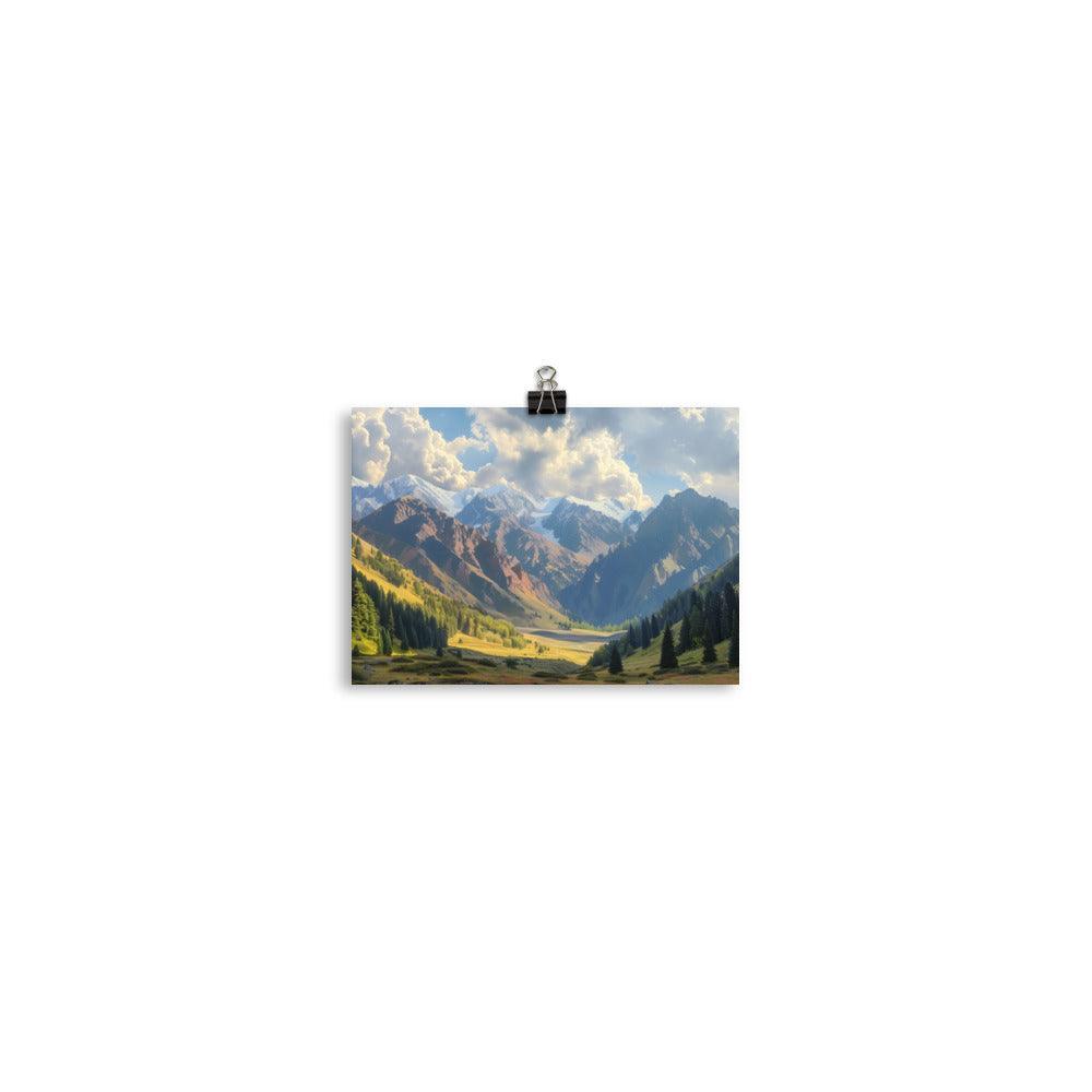 Kyrgyzstan Majestic Mountain Valley Scenic Poster - Oh Posters