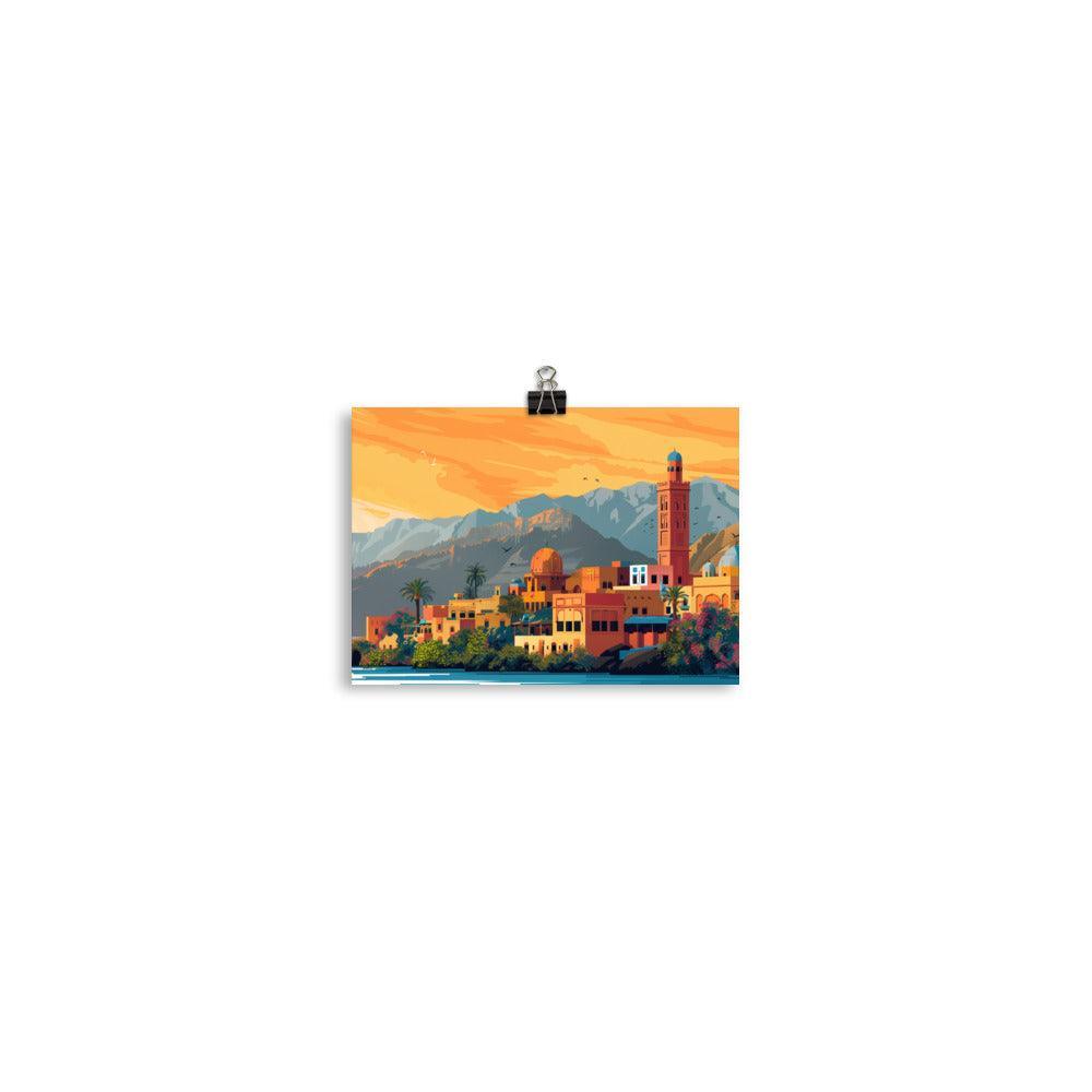 Oman Sunset Over Mountain Village Poster - Oh Posters