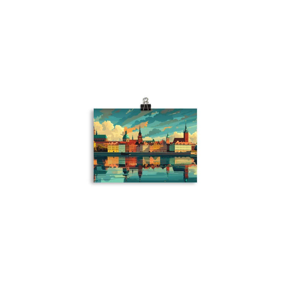 Poland Historic Waterfront Skyline Poster - Oh Posters