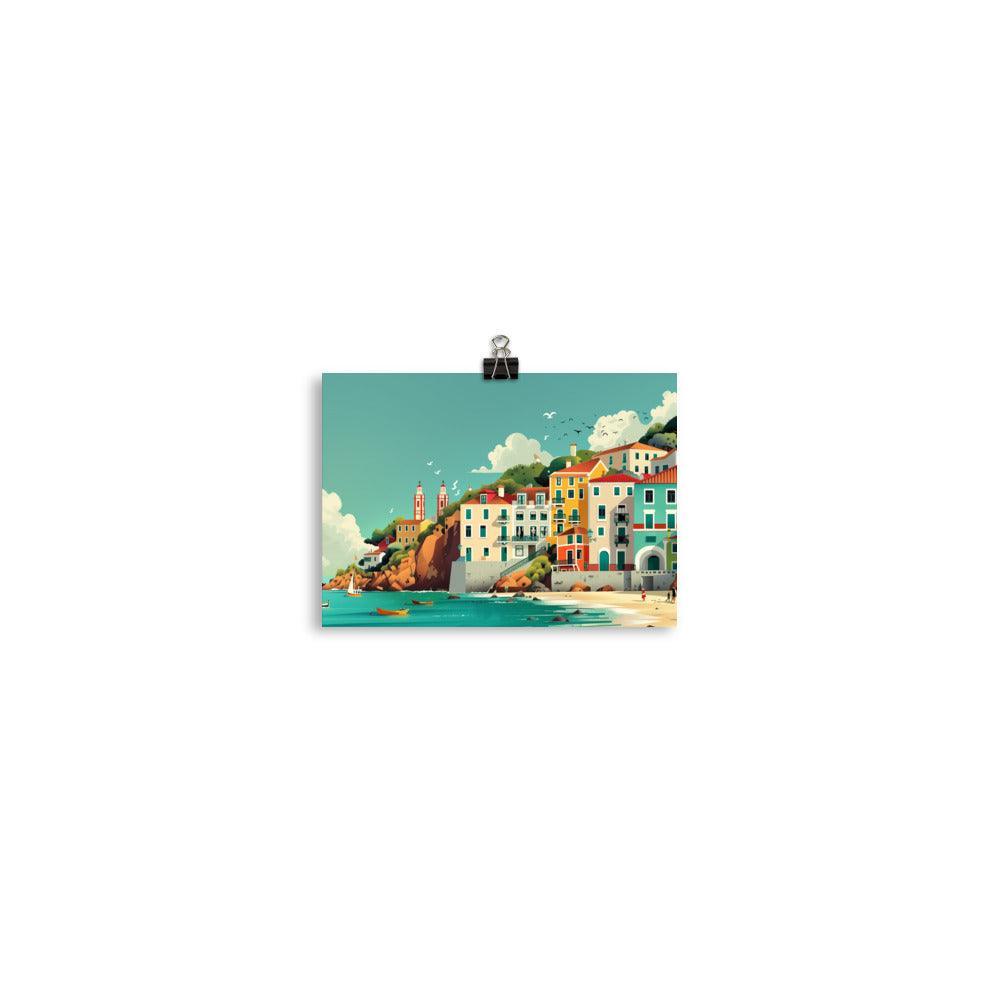 Portugal Coastal Town Vibrant Seaside Poster - Oh Posters