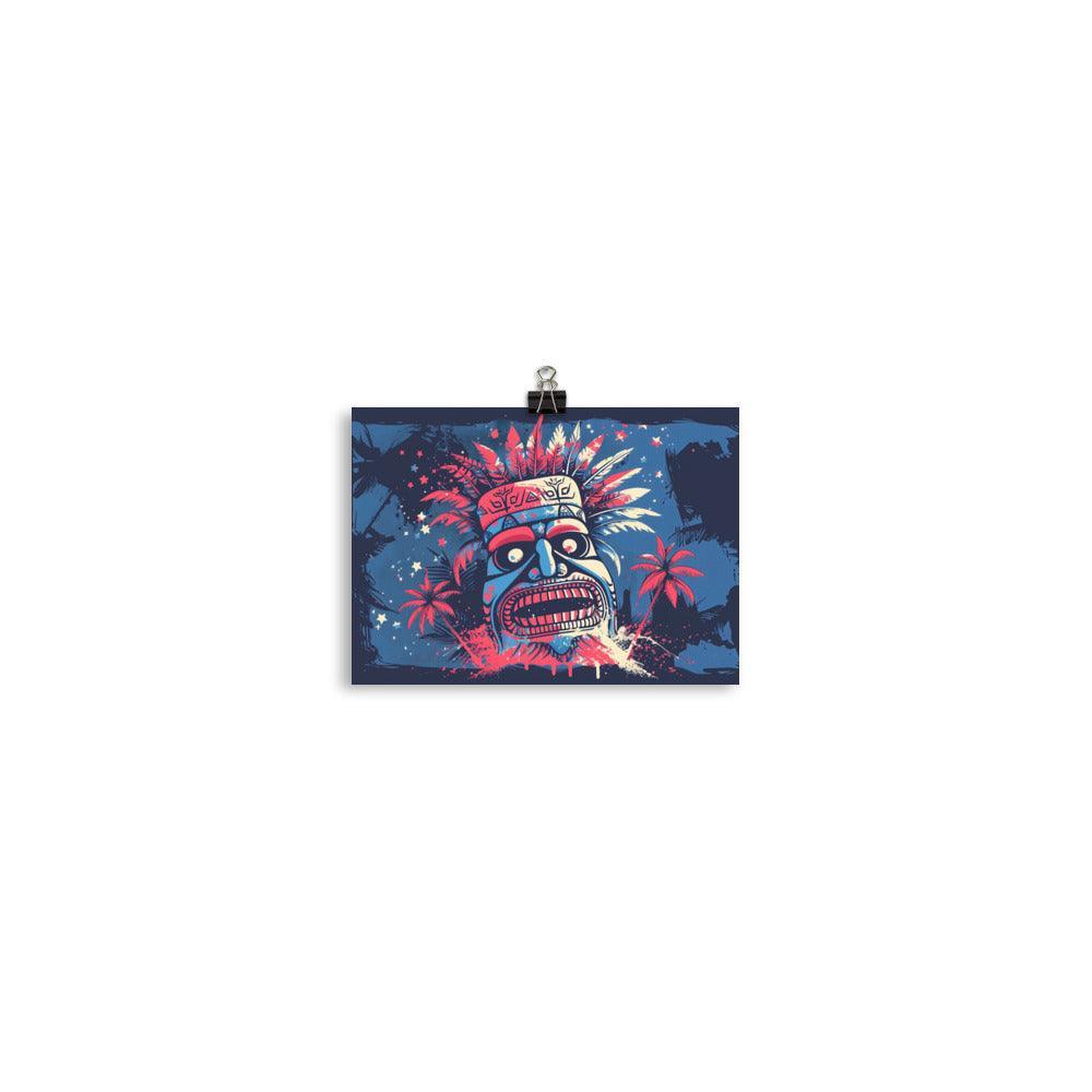 Samoan Tribal Mask Tropical Night Poster - Oh Posters