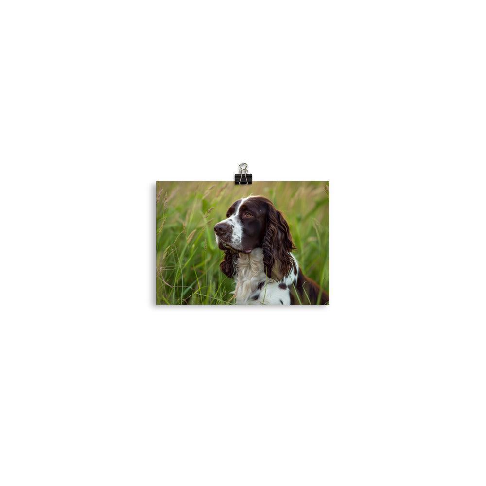 English Springer Spaniel in Tall Grass Portrait Poster - Oh Posters