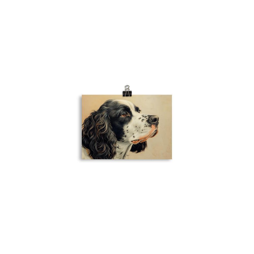 English Springer Spaniel Realistic Painting Side Profile Poster - Oh Posters