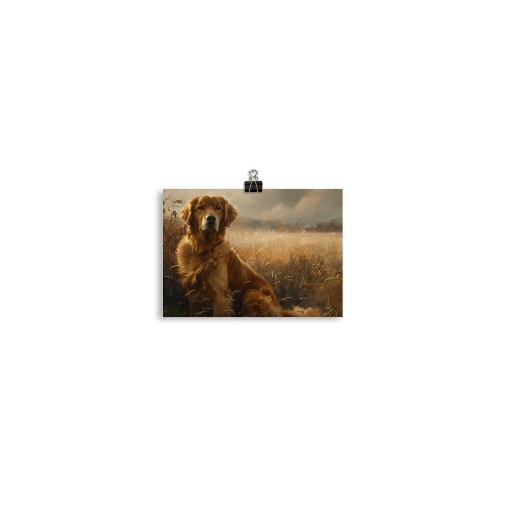 Golden Retriever Field Landscape Painting Poster - Oh Posters