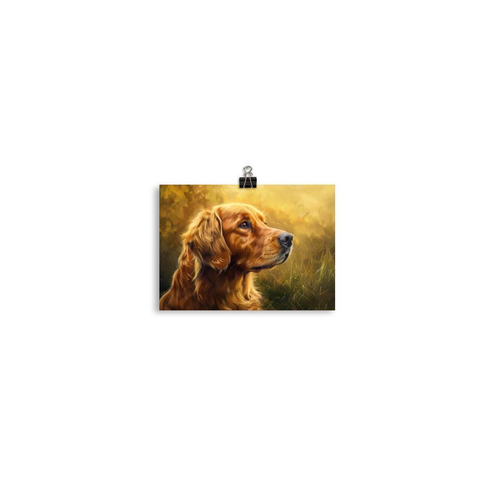 Golden Retriever Sunlit Side Profile Painting Poster - Oh Posters