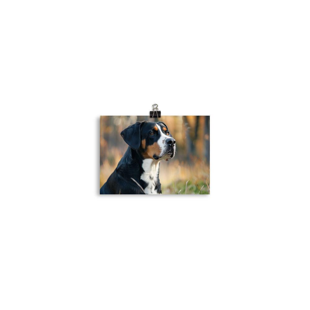 Greater Swiss Mountain Dog Autumn Portrait Poster - Oh Posters