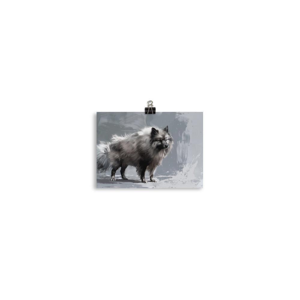 Keeshond in Winter Abstract Art Poster - Oh Posters