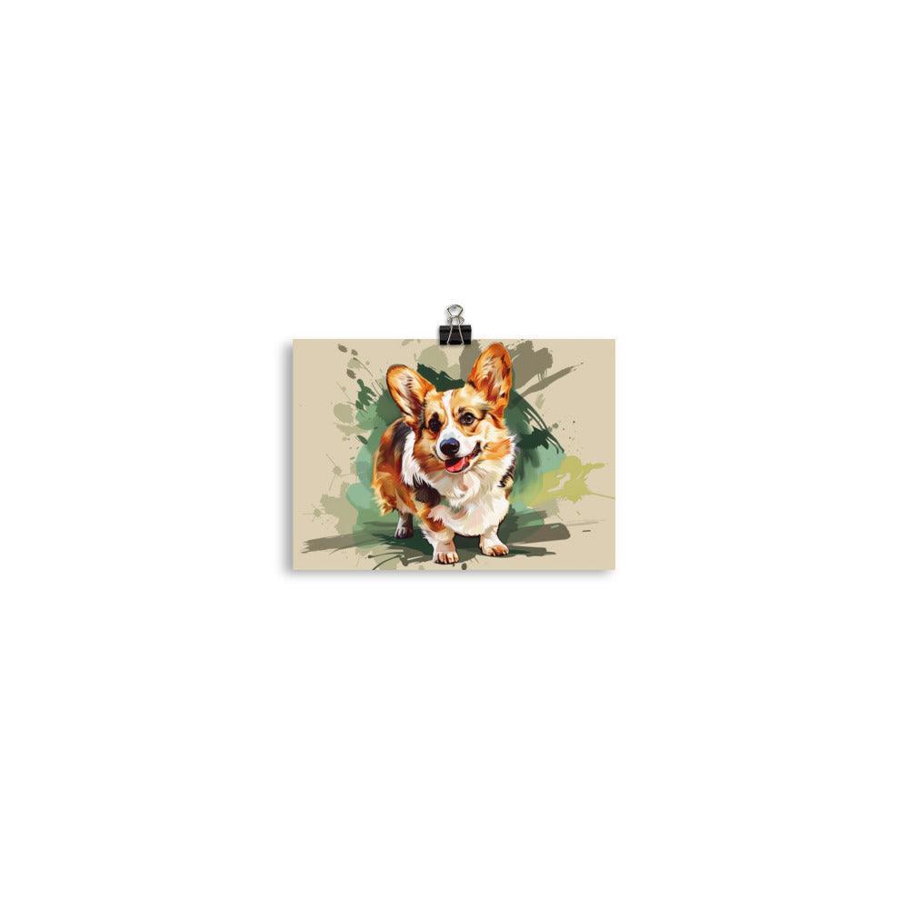 Pembroke Welsh Corgi Artistic Dog Illustration on Beige Poster - Oh Posters