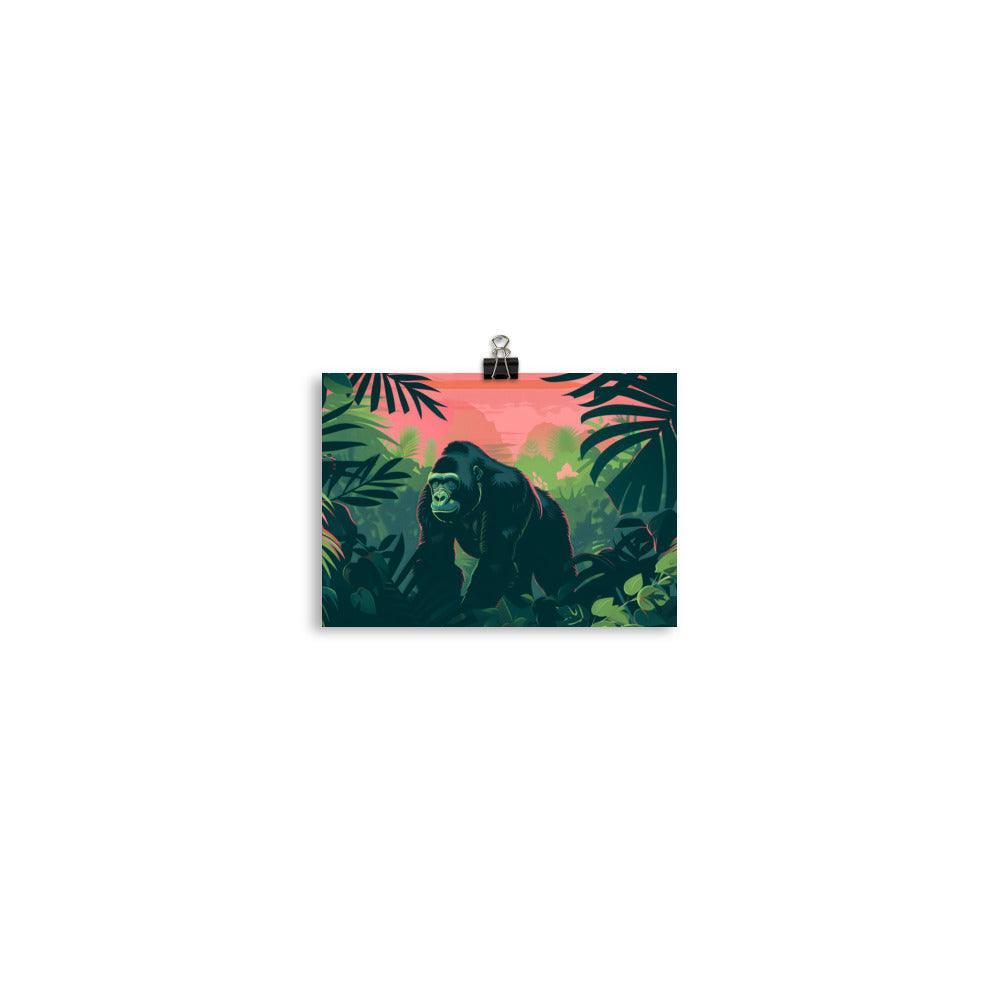 Gorilla in Tropical Jungle Graphic Art Poster - Oh Posters