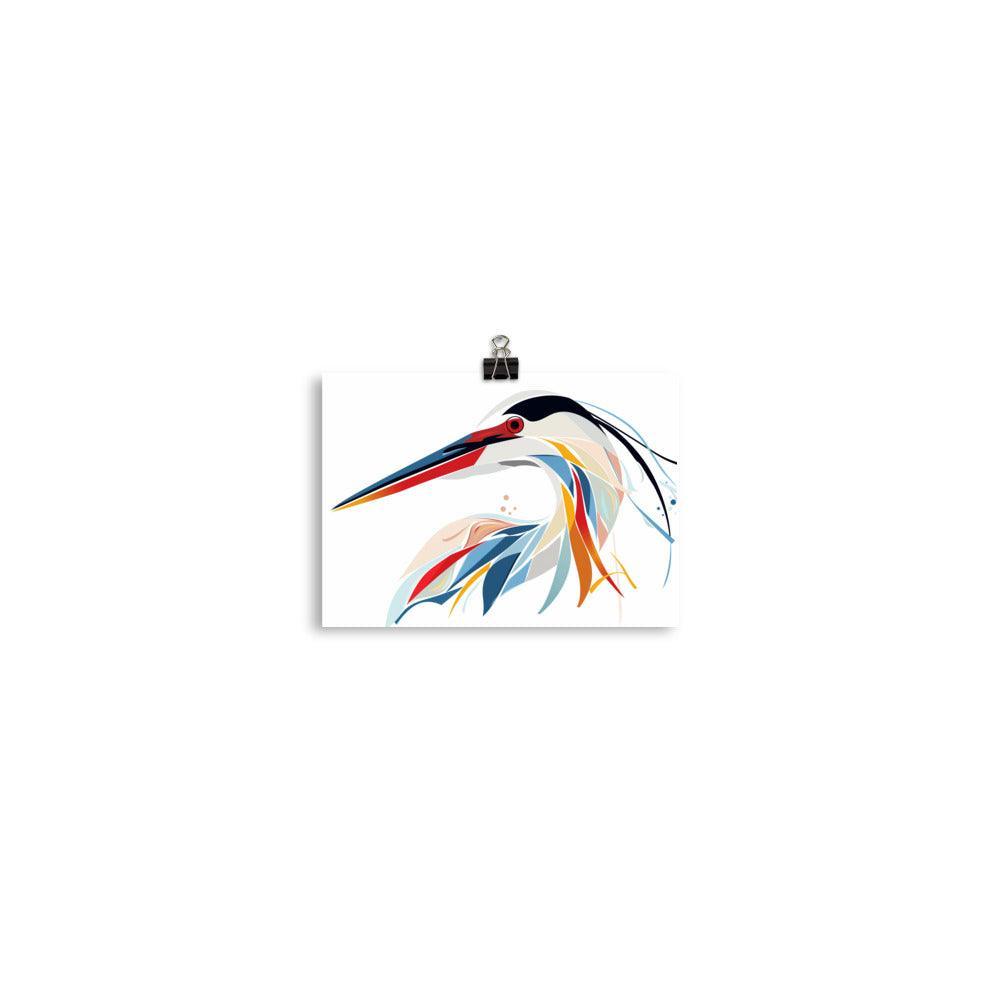 Egret Vibrant Abstract Design Art Poster - Oh Posters