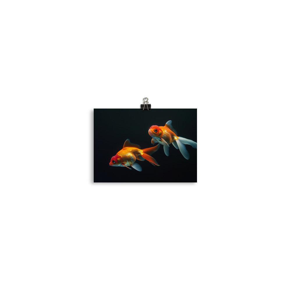 Goldfish Pair Underwater Elegance Digital Art Poster - Oh Posters