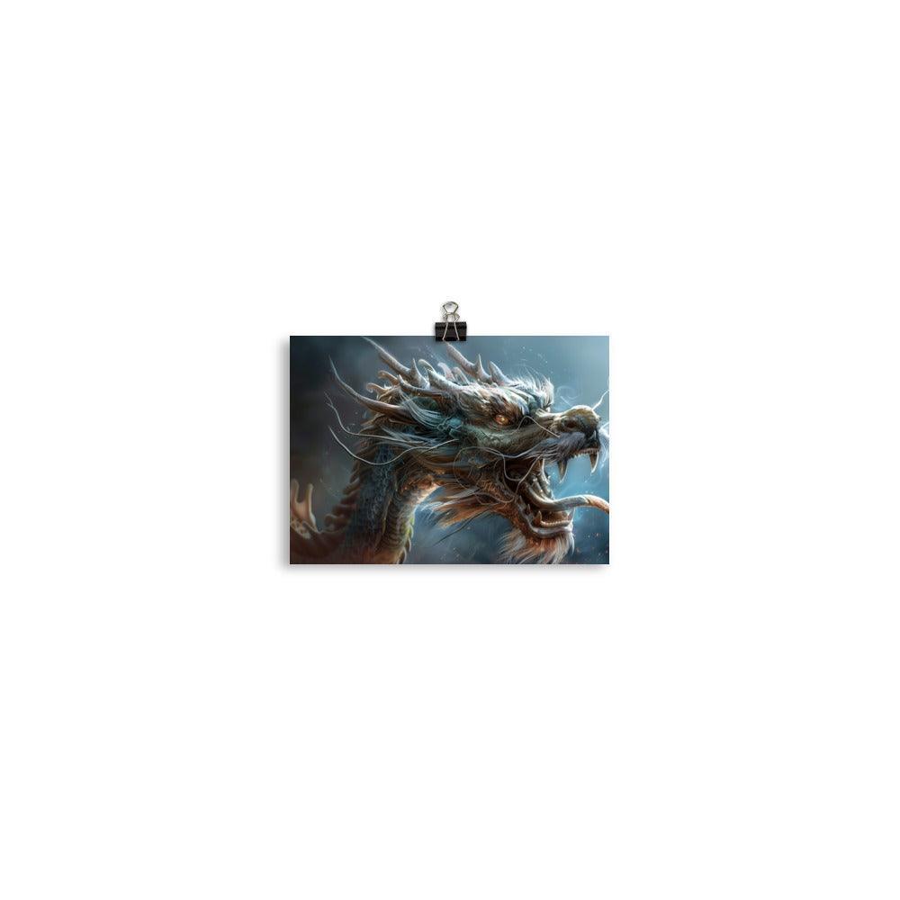 Ferocious Chinese Dragon Mythical Creature Digital Fantasy Art Poster - Oh Posters