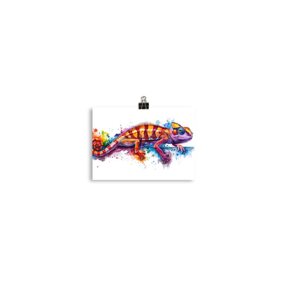 Colorful Chameleon Vibrant Splash Art Poster - Oh Posters