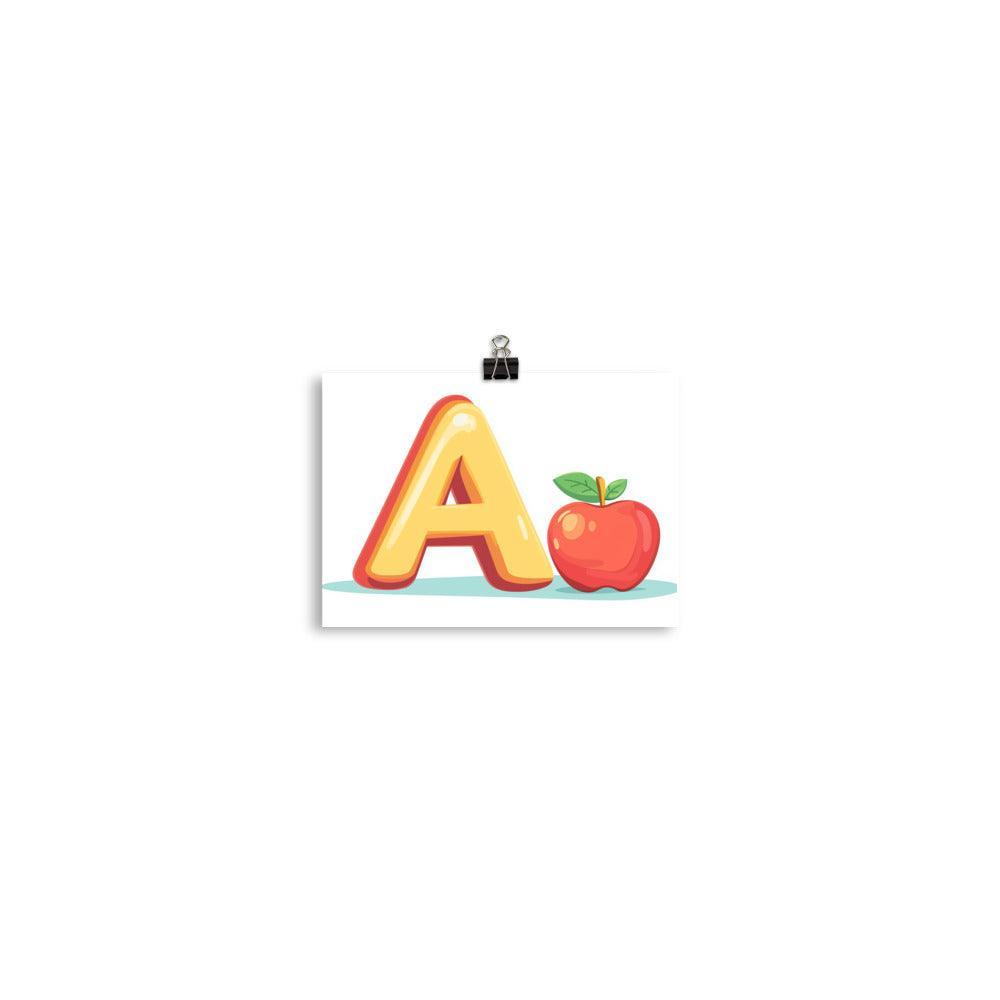 Kids Alphabet Letter A with Apple Educational Poster - Oh Posters