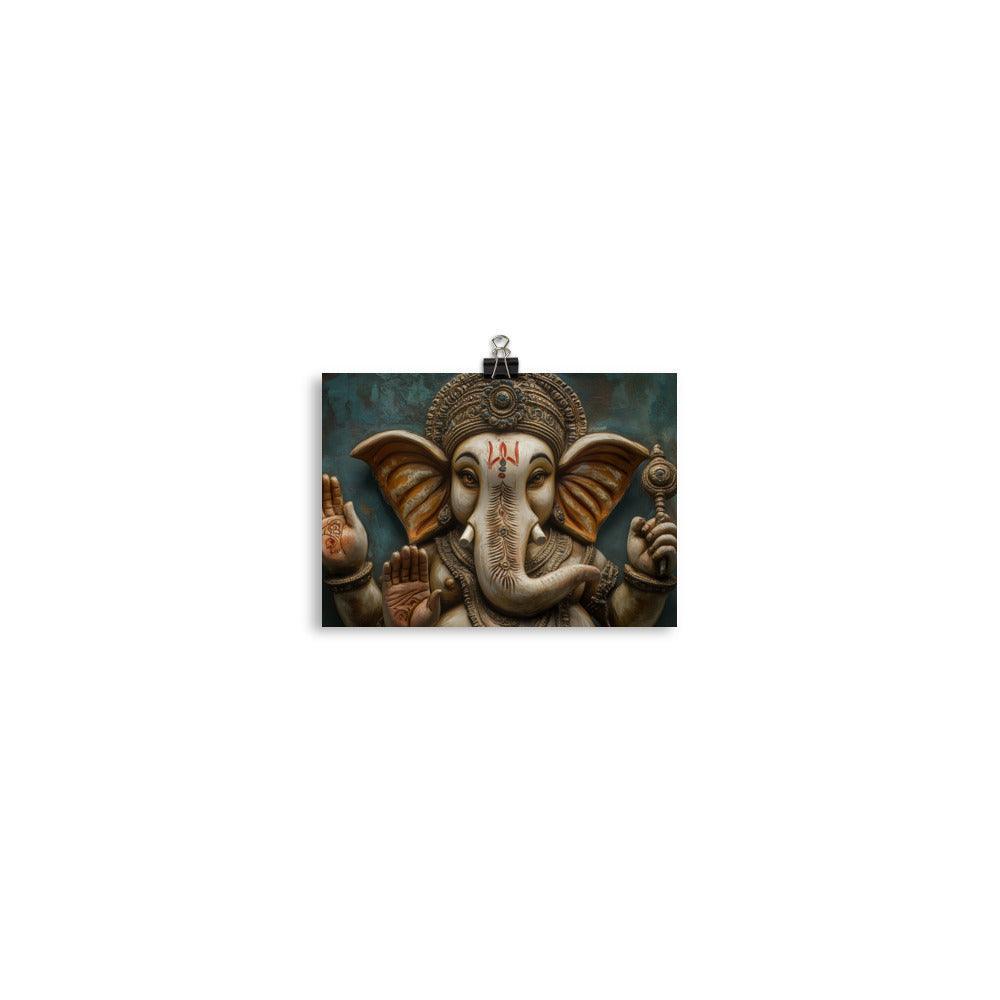 Close-up Ganesh Sculpture with Intricate Details Traditional Hindu Art Poster - Oh Posters