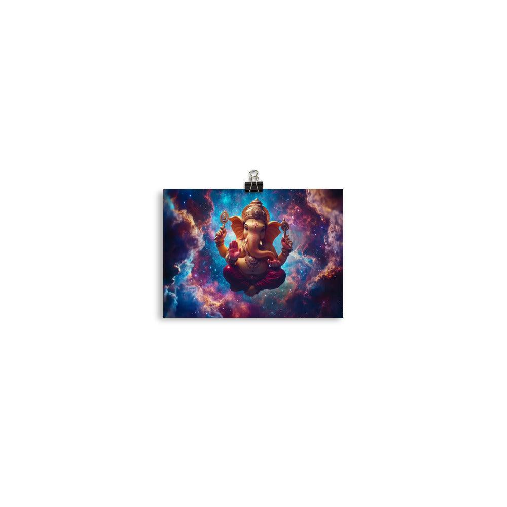 Ganesh with Cosmic Aura Mystical Space Artwork Poster - Oh Posters