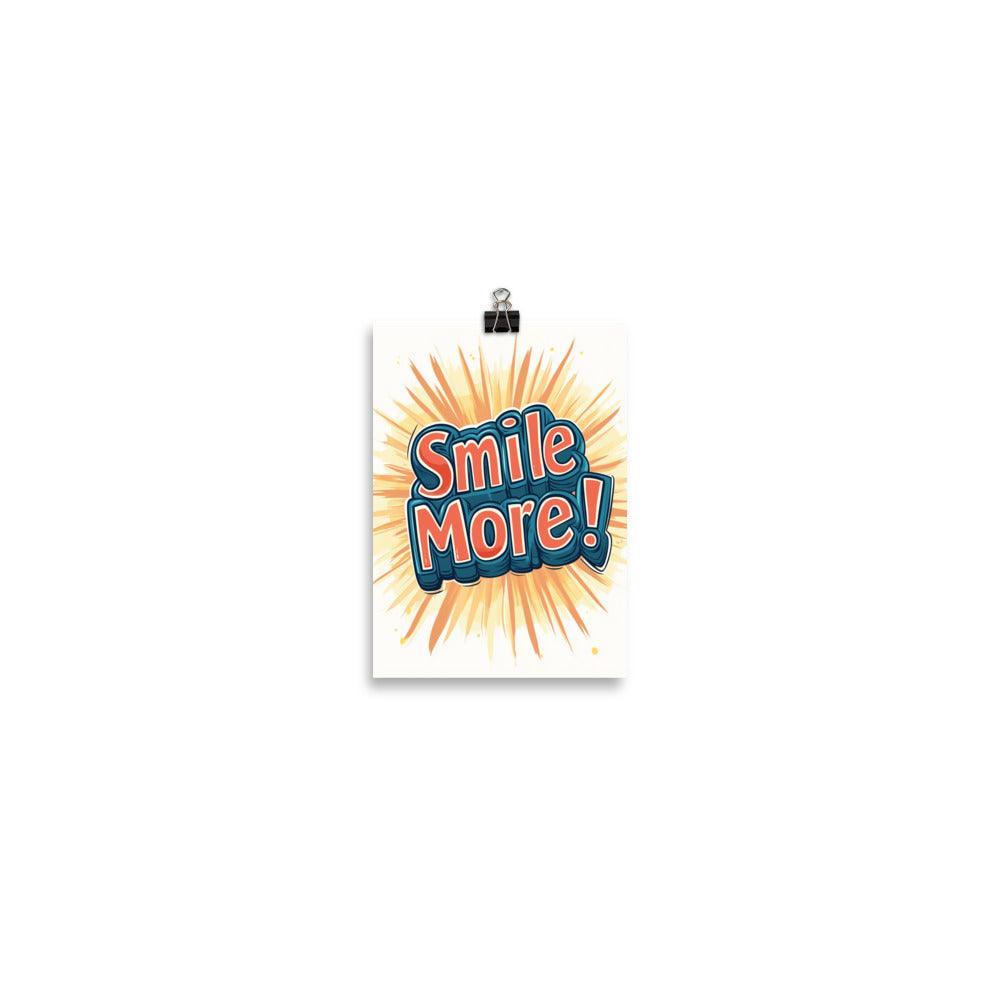 Smile More Playful Typography with Bright Sunburst Poster - Oh Posters