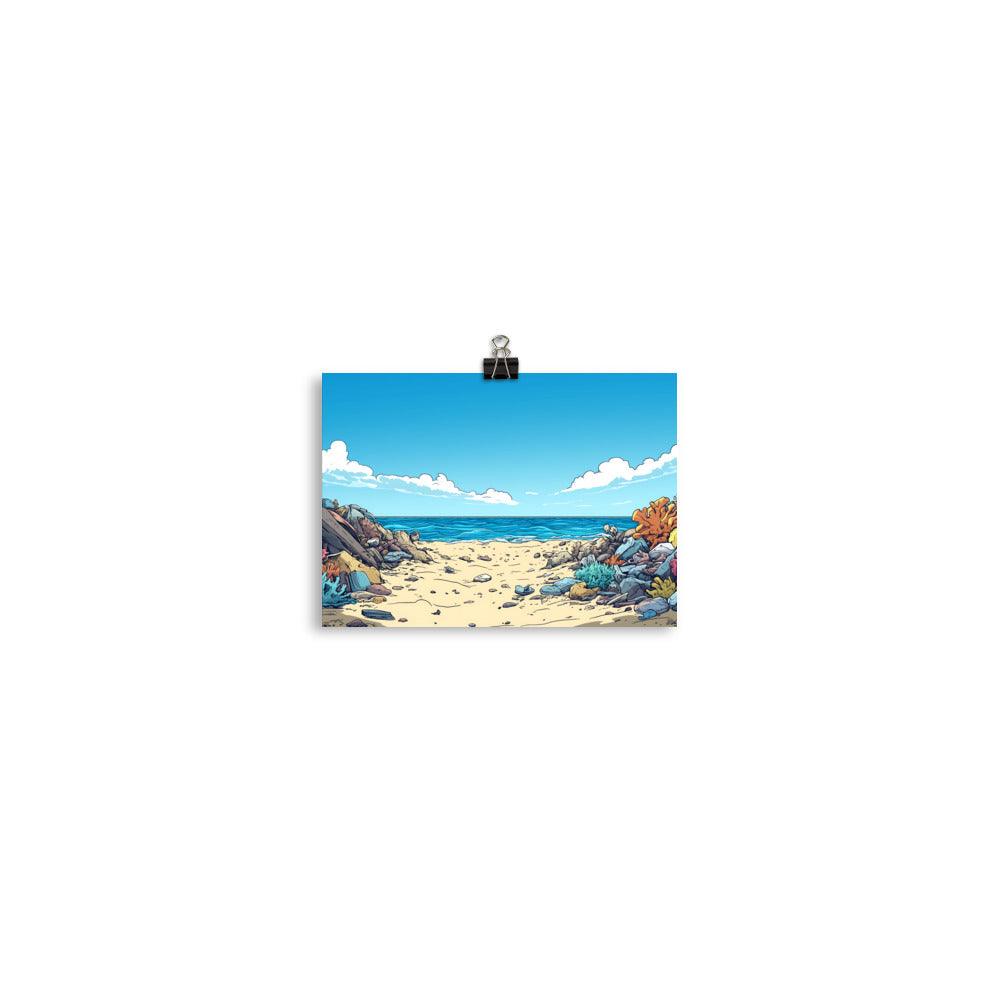 Beach Cleanup Coastal Serenity Artwork for Ocean Lovers Poster - Oh Posters