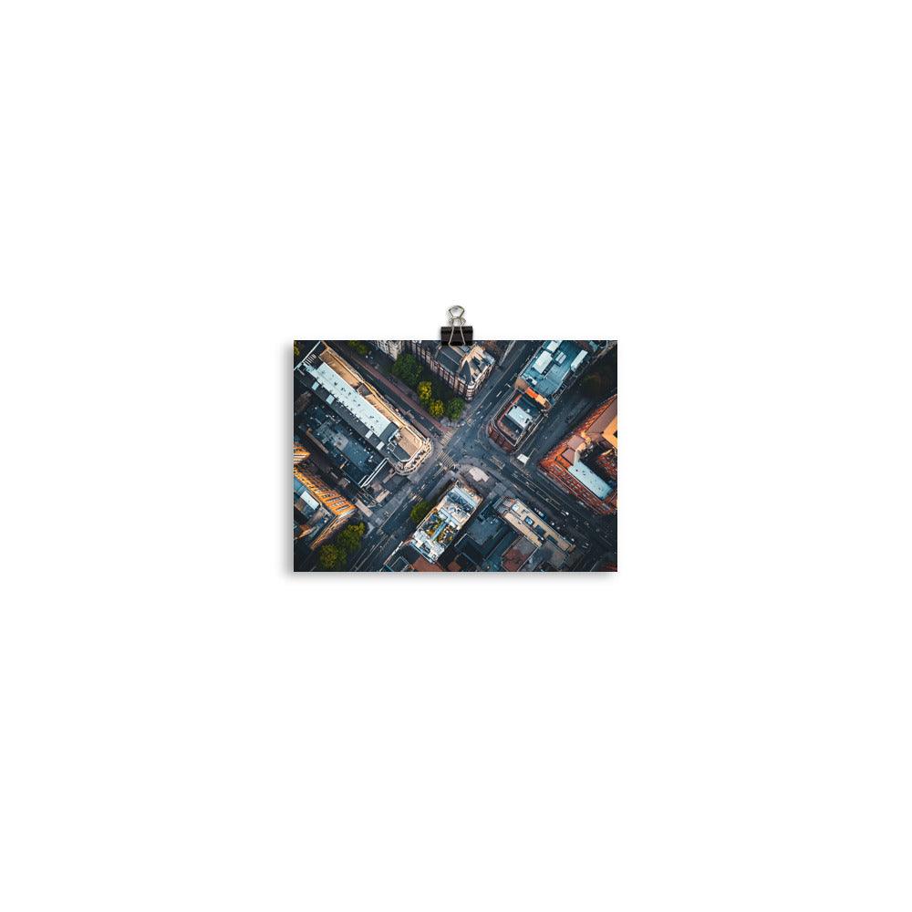 Manchester Urban Aerial View Cityscape Poster - Oh Posters