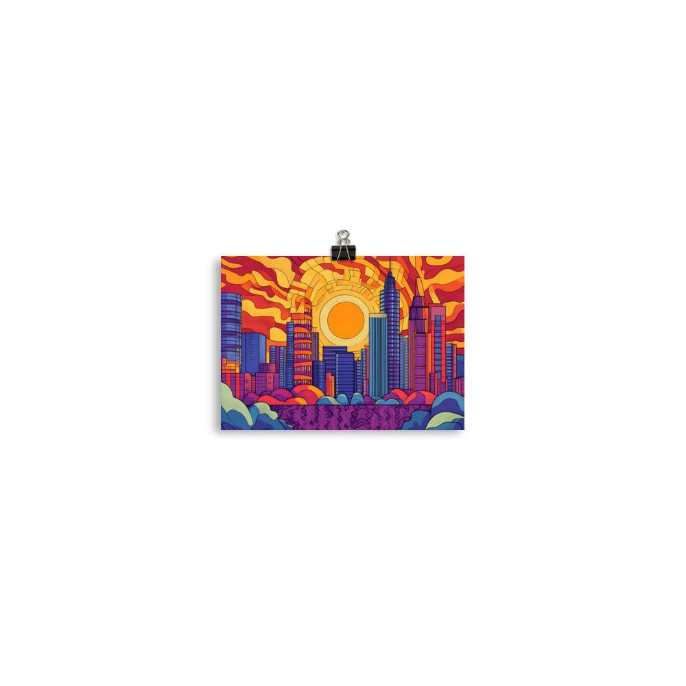 Manchester Vibrant Cityscape Bright Colors Urban Skyline Poster - Oh Posters