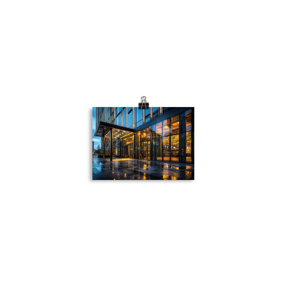 Manchester City Reflections On Modern Architecture Evening Lights Poster - Oh Posters