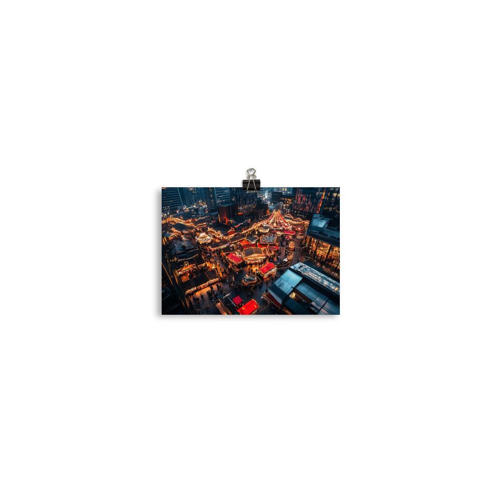 Manchester Christmas Market Night Lights Aerial View Poster - Oh Posters